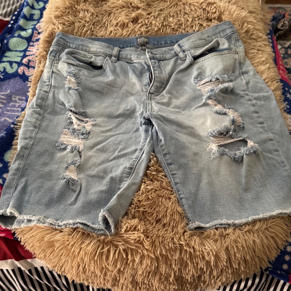 Soho Light Blue Ripped Jean Shorts